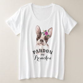 Französische Bulldogge mit Blumenc$plus-size-T - Große Größe T-Shirt