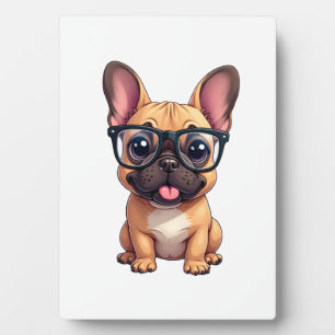Französische Bulldogge mit Brille Fotoplatte