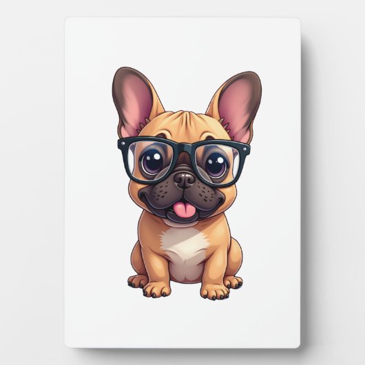 Französische Bulldogge mit Brille Fotoplatte (Vorderseite)