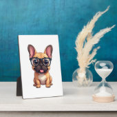 Französische Bulldogge mit Brille Fotoplatte (Seite)