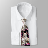 Französische Bulldogge mit drei Bulldoggen in Pink Krawatte (Gebunden)