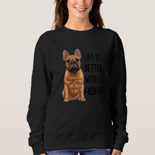 Französische Bulldogge mit einem Frenchie 3 Sweatshirt (Vorderseite)