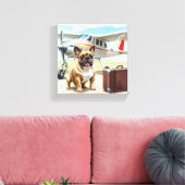Französische Bulldogge mit Flugzeug Leinwanddruck (Insitu (Wohnzimmer))