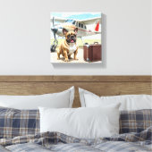 Französische Bulldogge mit Flugzeug Leinwanddruck (Insitu (Schlafzimmer))