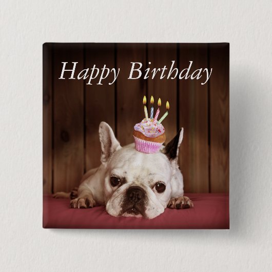 Französische Bulldogge mit Geburtstags-kleinem Button (Vorderseite)