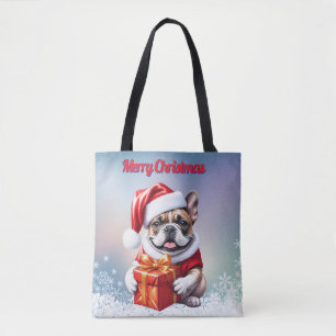 Französische Bulldogge mit Geschenk Weihnachten Tasche