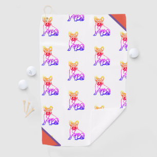 Französische Bulldogge mit Herz Comic Golfhandtuch