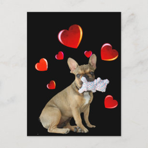 Französische Bulldogge mit Herz French Bulldog Postkarte