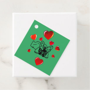 Französische Bulldogge mit Herz Geschenkanhänger