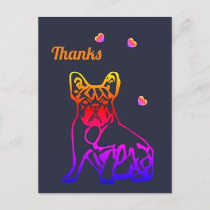 Französische Bulldogge mit Herz Postkarte Thanks