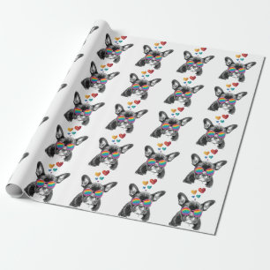 Französische Bulldogge mit Herzen Valentinstag Geschenkpapier