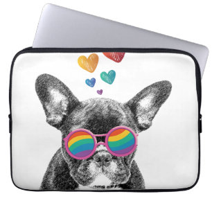 Französische Bulldogge mit Herzen Valentinstag Laptopschutzhülle