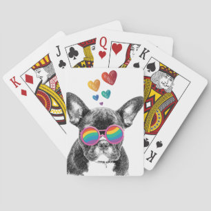 Französische Bulldogge mit Herzen Valentinstag Spielkarten