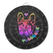 Französische Bulldogge mit Herzhalsband Dartscheibe (vorne)