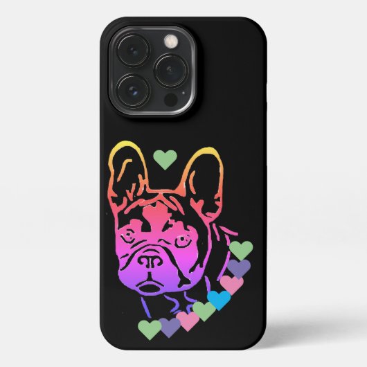 französische Bulldogge mit Herzhalsband IPhone 13 iPhone Hülle (Rückseite)