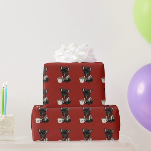 Französische Bulldogge mit Kaffee Geschenkpapier (Partygeschenke)