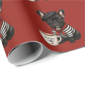 Französische Bulldogge mit Kaffee Geschenkpapier (Rolleneckpunkt)