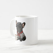 Französische Bulldogge mit Kaffee Kaffeetasse (Vorderseite Links)