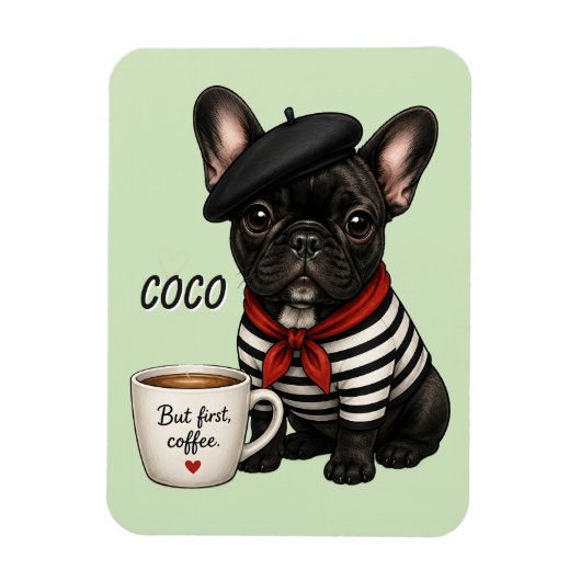 Französische Bulldogge mit Kaffee Magnet (Vertikal)