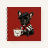 Französische Bulldogge mit Kaffee Notizblock (Vorderseite)
