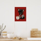 Französische Bulldogge mit Kaffee Poster (Küche)