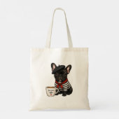 Französische Bulldogge mit Kaffee Tragetasche (Rückseite)