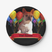 Französische Bulldogge mit Luftballons Pappteller (Vorderseite)