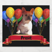 Französische Bulldogge mit Luftballons Schaumweinetikett (Einzelnes Label)