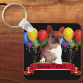 Französische Bulldogge mit Luftballons Schlüsselanhänger (Vorderseite)