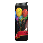 Französische Bulldogge mit Luftballons Thermosbecher (Nach links gedreht)