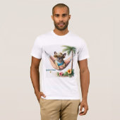 französische Bulldogge mit Palmen auf Hängematte T-Shirt (Vorne ganz)