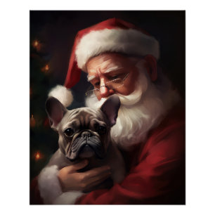 Französische Bulldogge mit Santa Claus Festliches  Poster