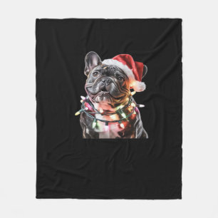 Französische Bulldogge mit Santa Hut eingewickelt Fleecedecke