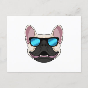 Französische Bulldogge mit Sonnenbrille Postkarte