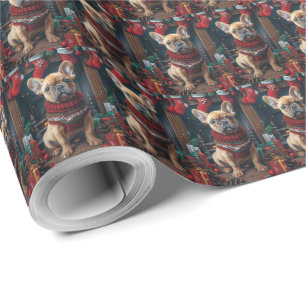 Französische Bulldogge mit Weihnachtsgeschenken Ka Geschenkpapier