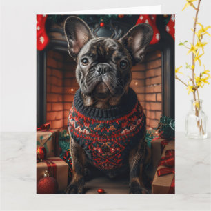 Französische Bulldogge mit Weihnachtsgeschenken Ka Karte