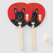 Französische Bulldogge mit Zigarre Neujahr Fächer (Vorne und Hinten)