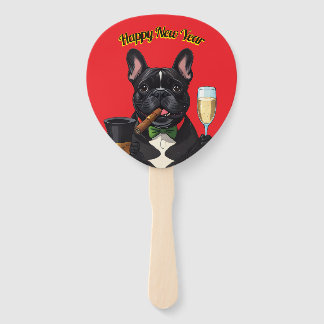 Französische Bulldogge mit Zigarre Neujahr Fächer