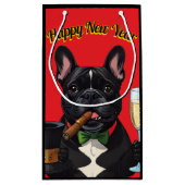 Französische Bulldogge mit Zigarre Neujahr Kleine Geschenktüte (Rückseite)