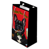 Französische Bulldogge mit Zigarre Neujahr Kleine Geschenktüte (Rückseite Schrägansicht)
