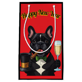 Französische Bulldogge mit Zigarre Neujahr Kleine Geschenktüte
