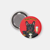 Französische Bulldogge mit Zigarre Neujahr Magnet (Vorderseite/Rückseite)