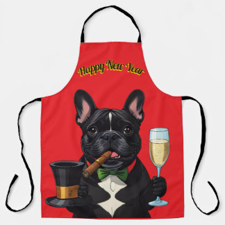 Französische Bulldogge mit Zigarre Neujahr Schürze