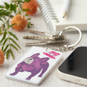 Französische Bulldogge mit Zylinder Schlüsselanhänger (Vorderseite rechts)