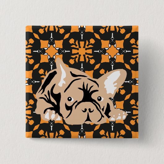 Französische Bulldogge Muster Button (Vorderseite)