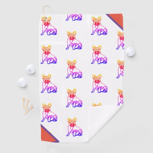 Französische Bulldogge Neon French Bulldog Golfhandtuch (Insitu)