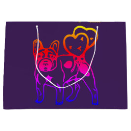 Französische Bulldogge Neon Herz French Bulldog Große Geschenktüte