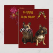 Französische Bulldogge Neujahr French Bulldog Einladung (Vorne/Hinten)