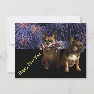 Französische Bulldogge Neujahr French Bulldog Einladung