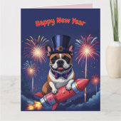 Französische Bulldogge Neujahr French Bulldog  Karte (Vorderseite)